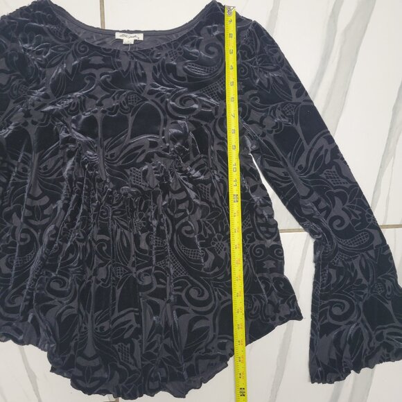 Boho Whimsygoth Witchy flare black Paisley long fairycore top - Picture 4 of 6